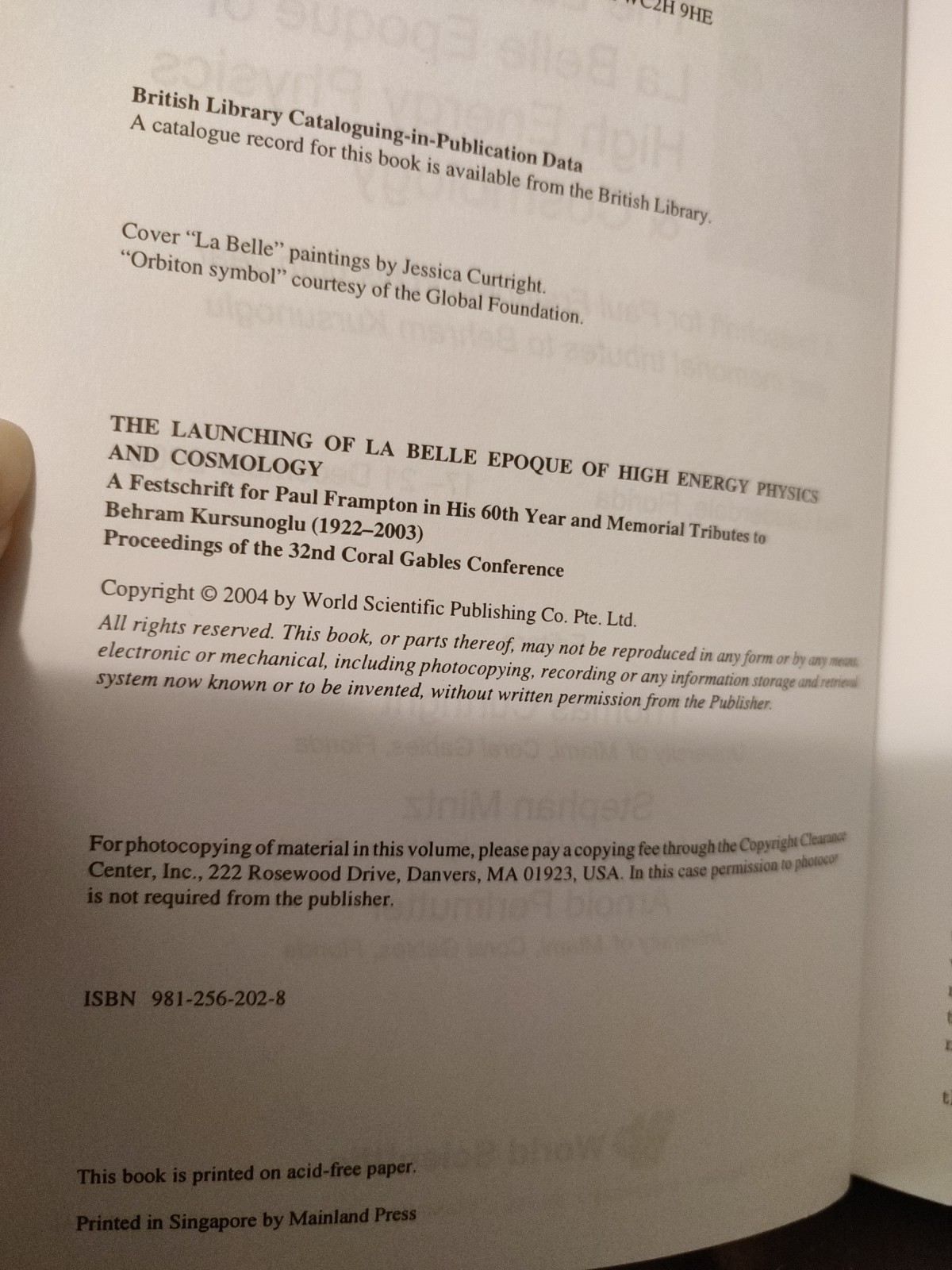 The Launching of la Belle Epoque of High Energy Physics and Cosmology 2004