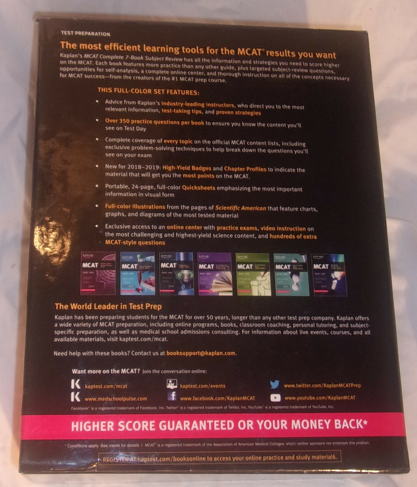 MCAT COMPLETE 7 BOOK SUBJECT REVIEW 2018-2019 BOX SET IN VERY GOOD CONDITION