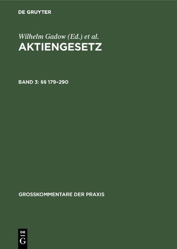 §§ 179-290 (Hardback) Großkommentare Der Praxis