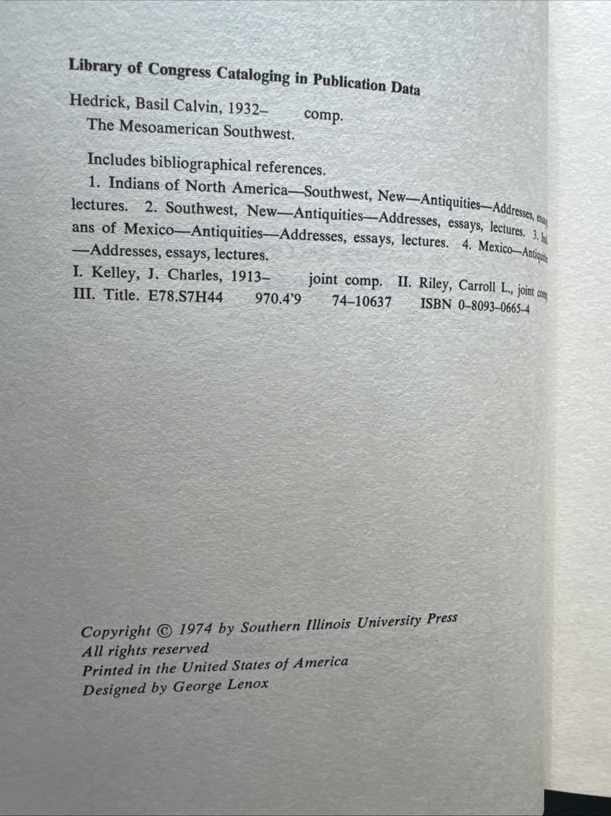 The Mesoamerican Southwest Hedrick 1974 HCDJ Bandelier Haury Kroeber Fewkes