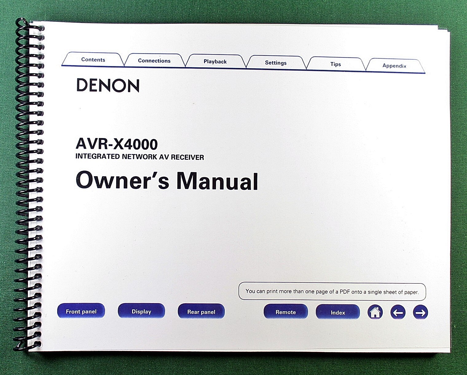 Denon AVR-X4000 Instruction Manual: Full Color 275 Pages & Protective Covers!