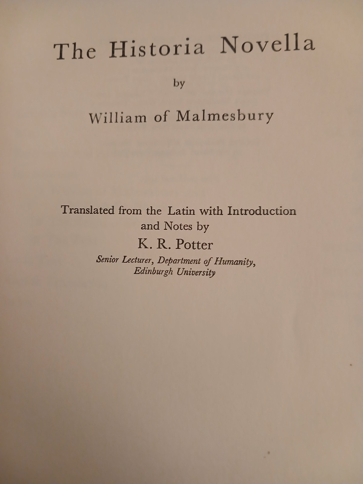 Historia Novella – William Of Malmesbury, 1955
