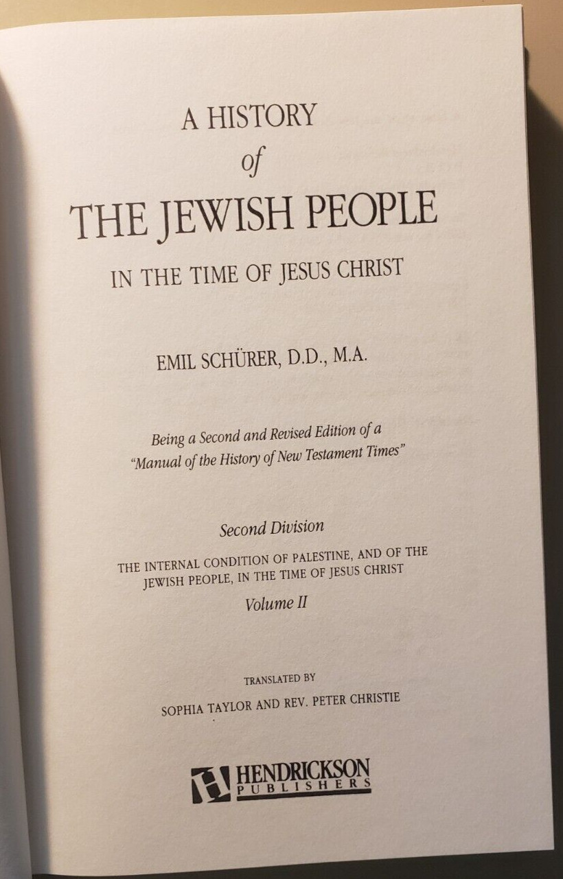 History of the Jewish People in the Time of Jesus Christ 1st D.Vol.1,2nd D.Vol.2
