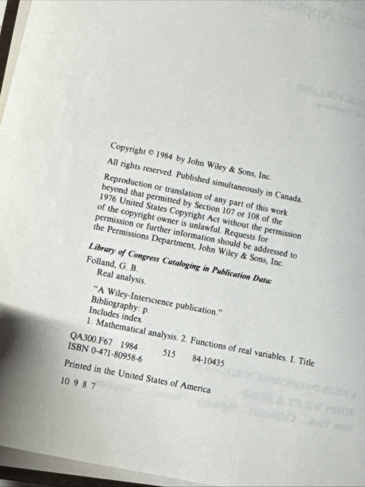 Real Analysis: Modern Techniques and Their Applications by Folland, Gerald B.