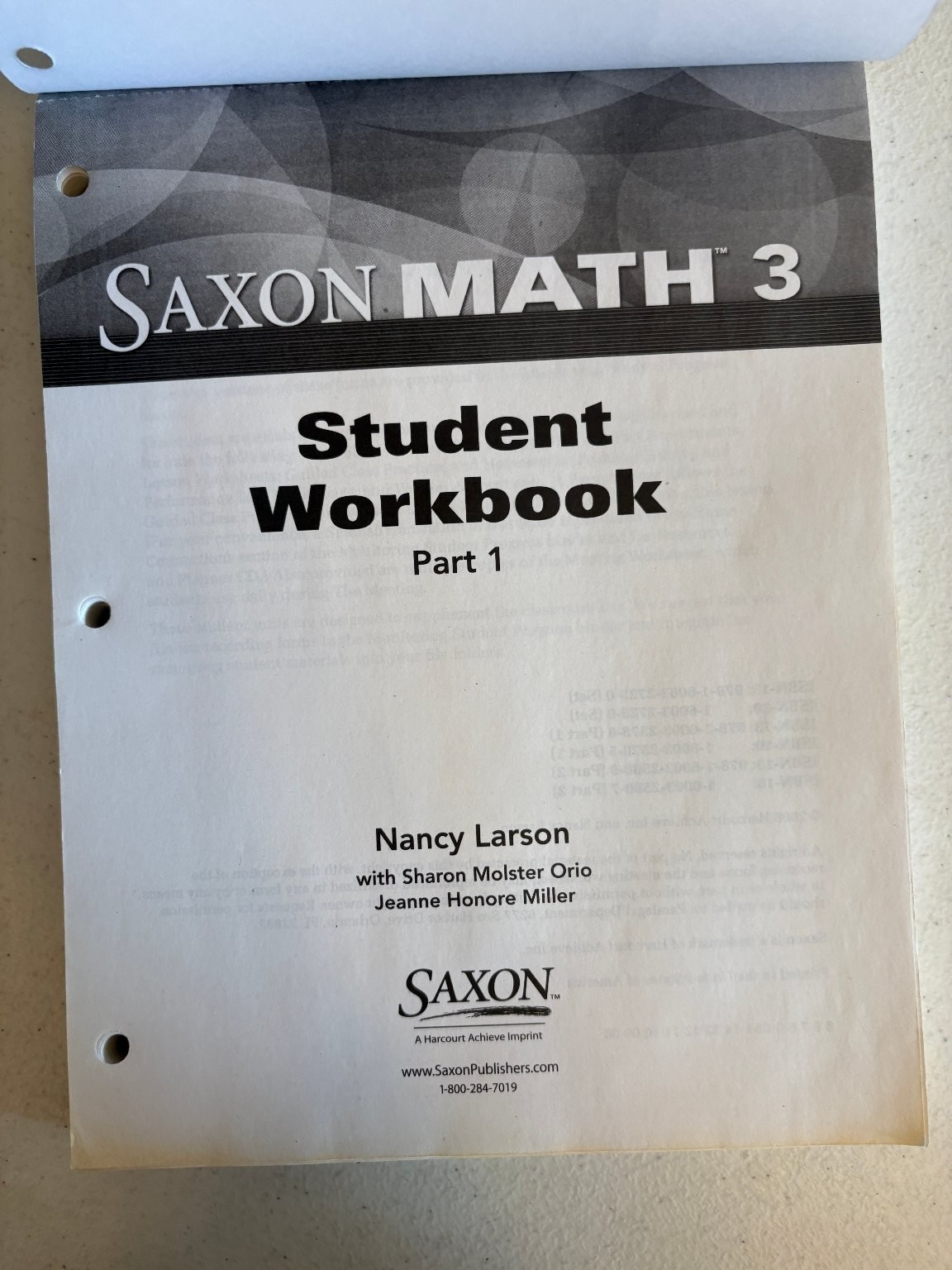 Saxon Math 3 Student Workbook Part 1 Nancy Larson 2008 Homeschool Education
