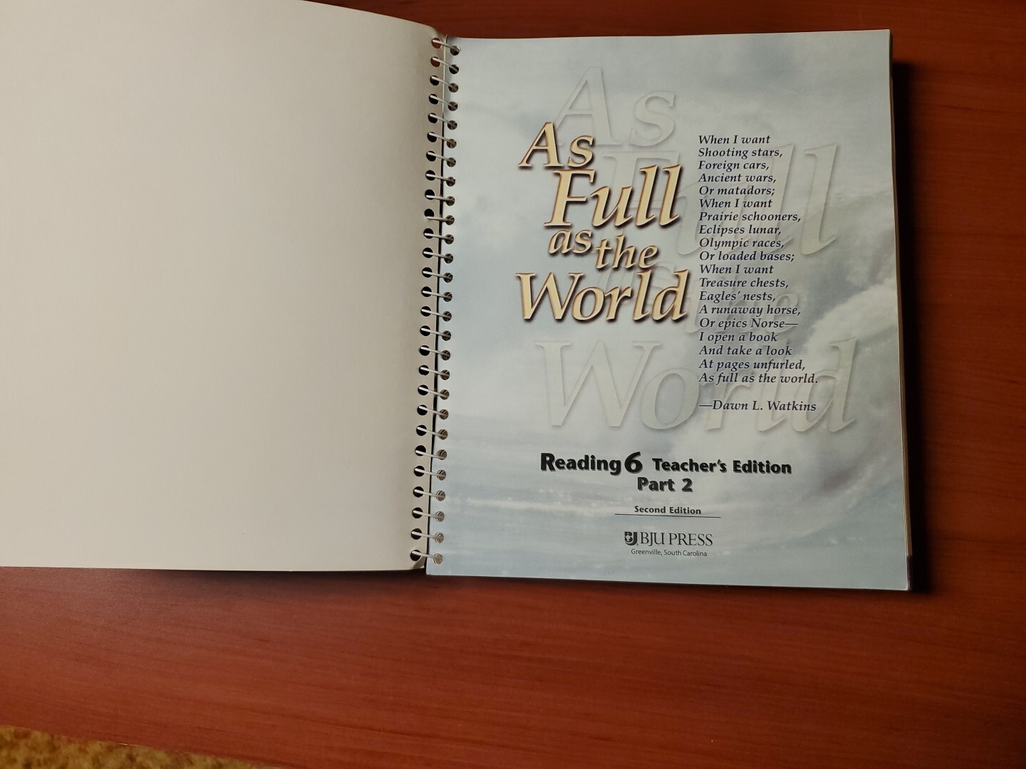 BJU Reading 6: As Full As The World-Worktext Answer Key & Teacher Ed. 1 And 2