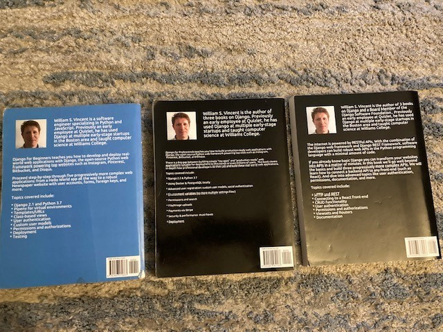 Django for Beginners 2.1, Professionals , APIs Lot of 3 Books William S. Vincent