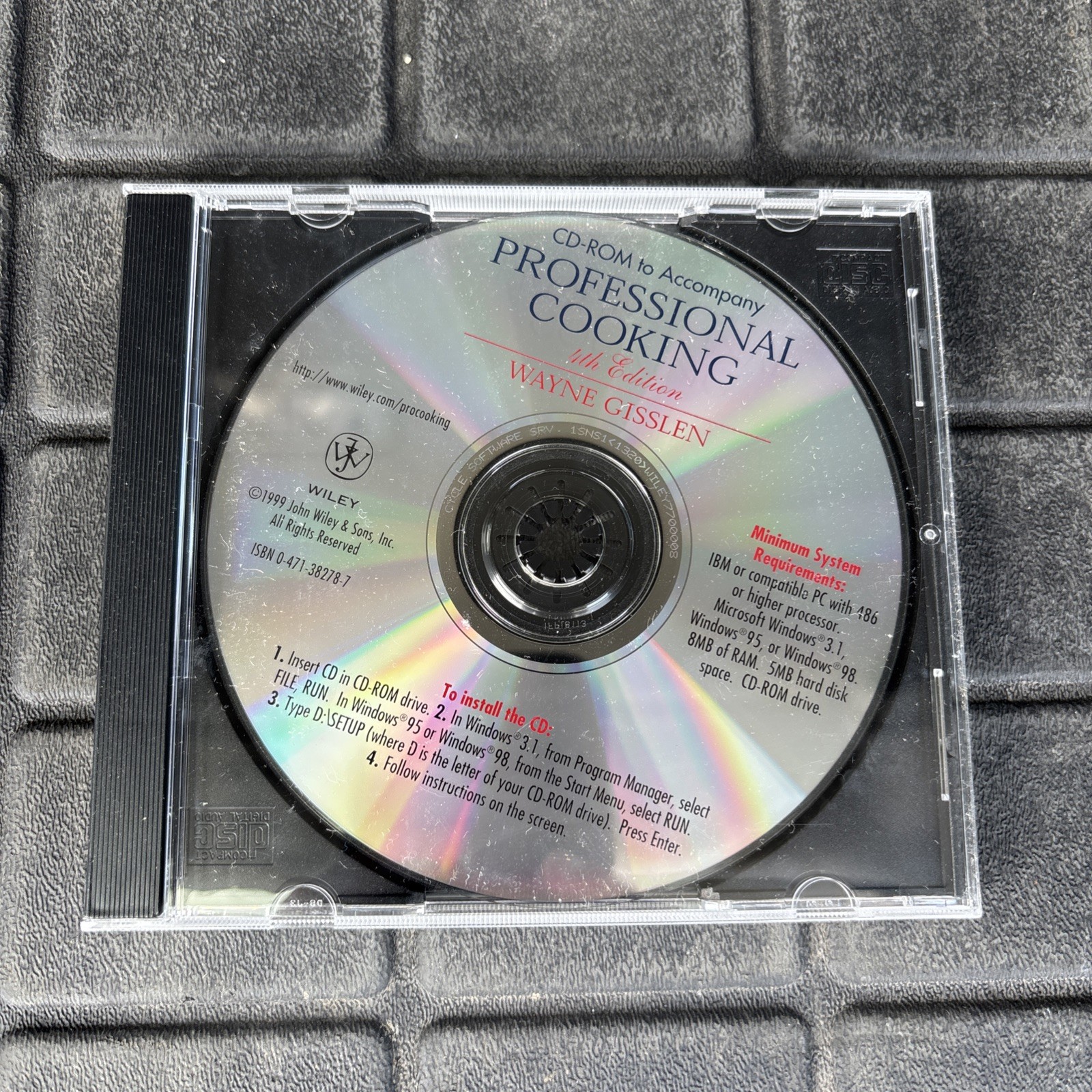 CD-ROM Professional Cooking w Wayne Gisslen Software 1999 Good Condition