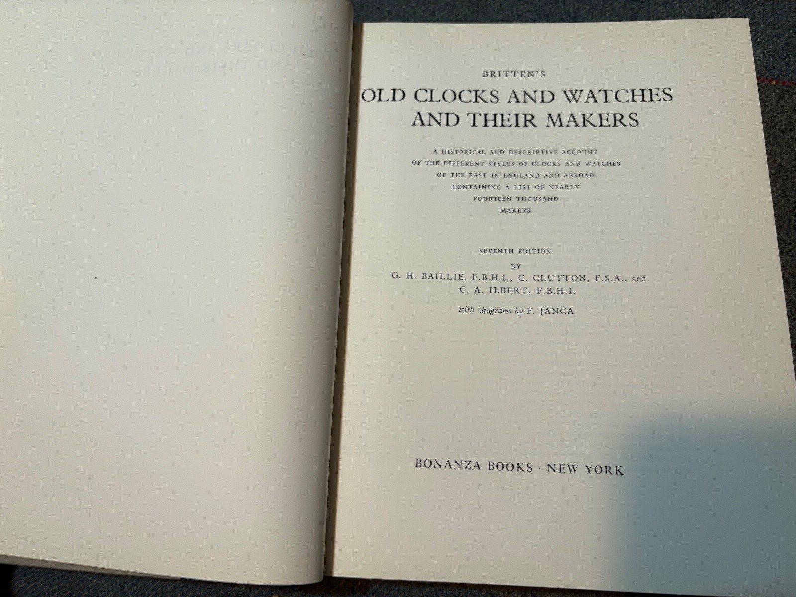 BRITTEN’S OLD CLOCKS and WATCHES AND THEIR MAKERS w. DUST COVER 7 TH ED 1956