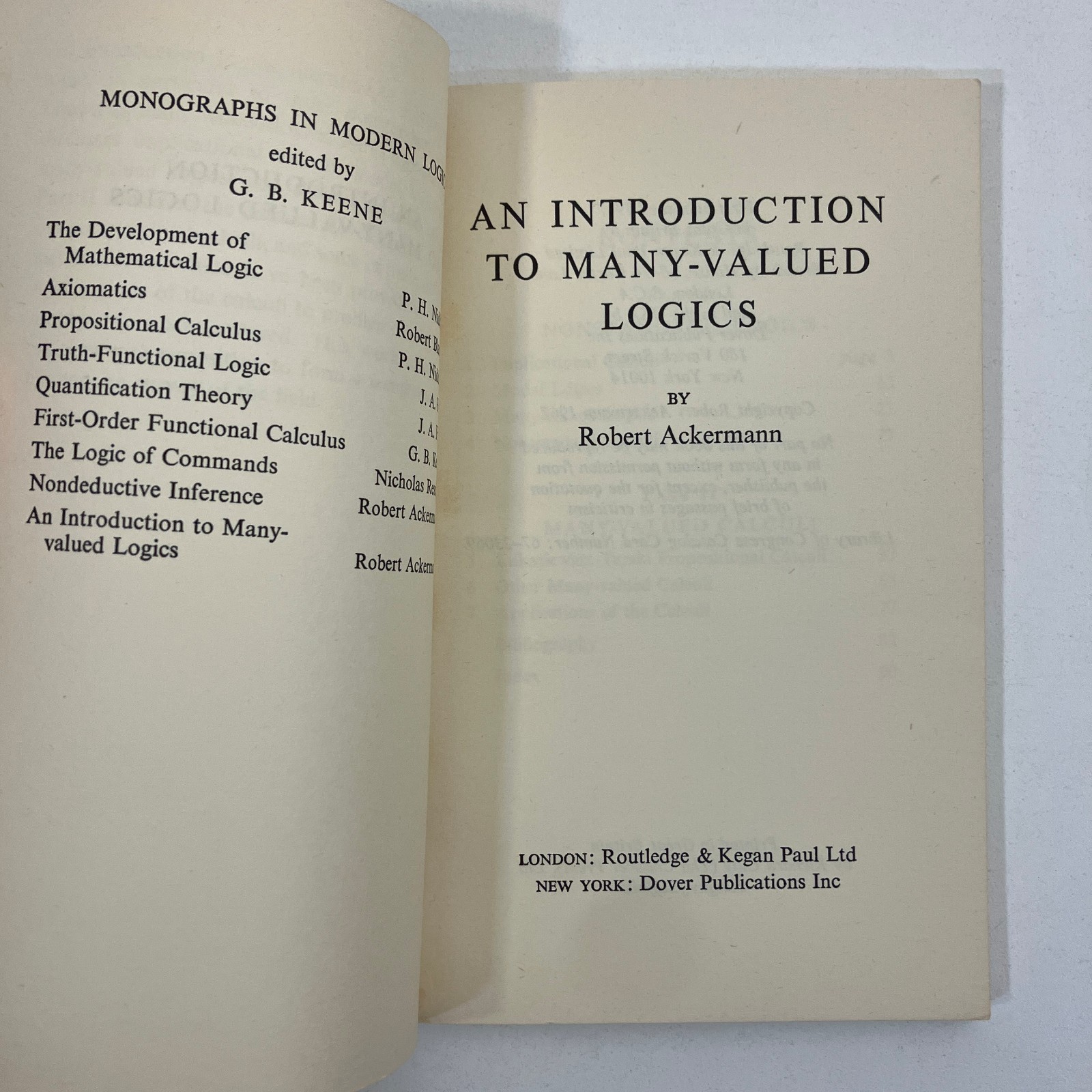 Monographs in Modern Logic by Geoffrey Keene Mixed Publishers MMPB 10 Book Lot