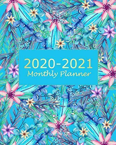 2020-2021 Monthly Planner: Blue Floral 2 Year Monthly Planner Paperback