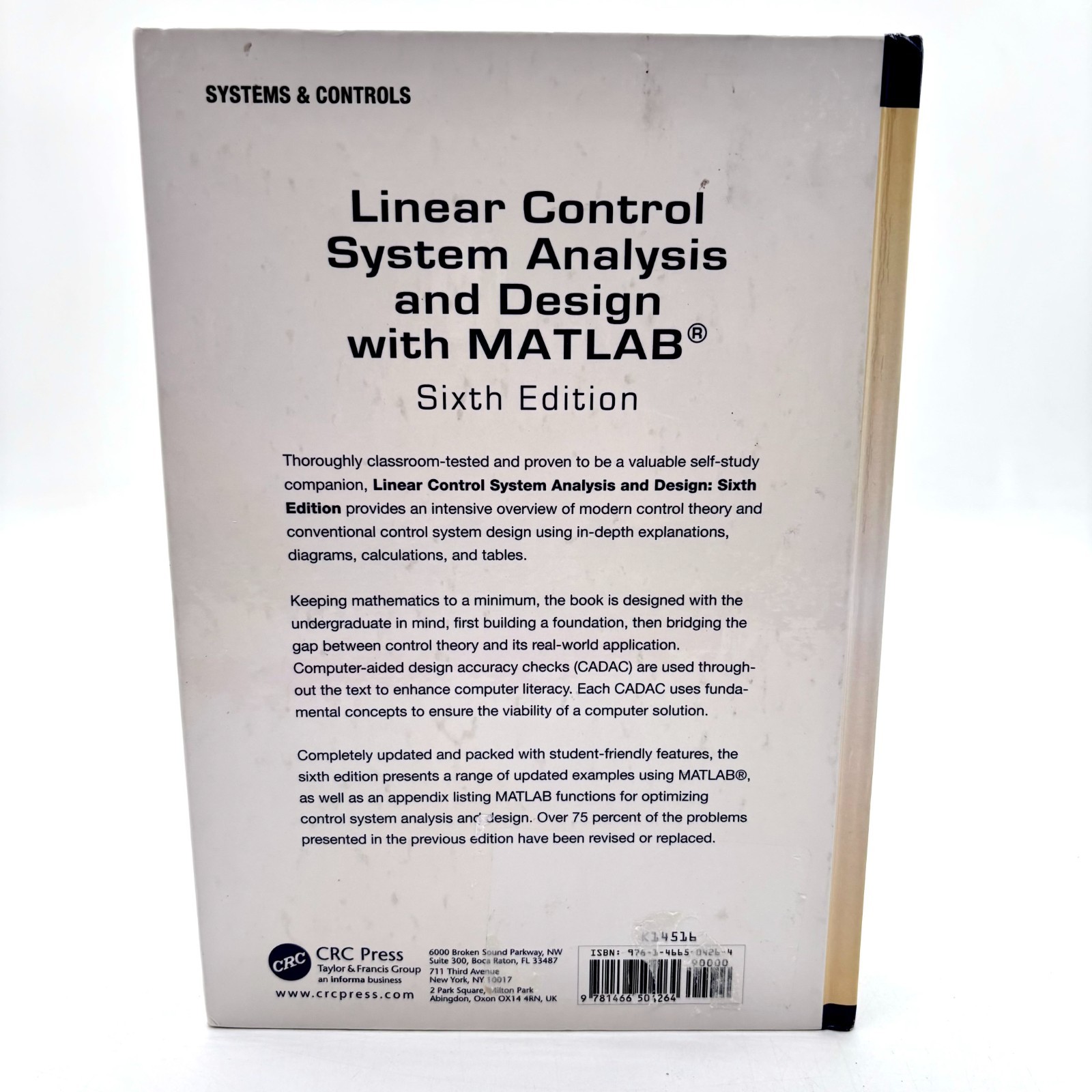 Linear Control System Analysis And Design With Matlab Sixth Edition K14516