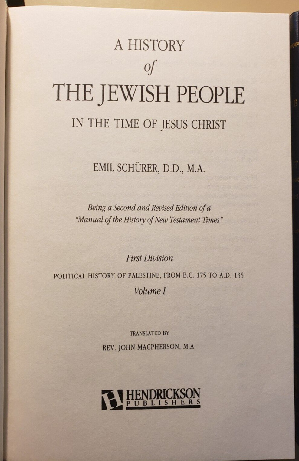 History of the Jewish People in the Time of Jesus Christ 1st D.Vol.1,2nd D.Vol.2
