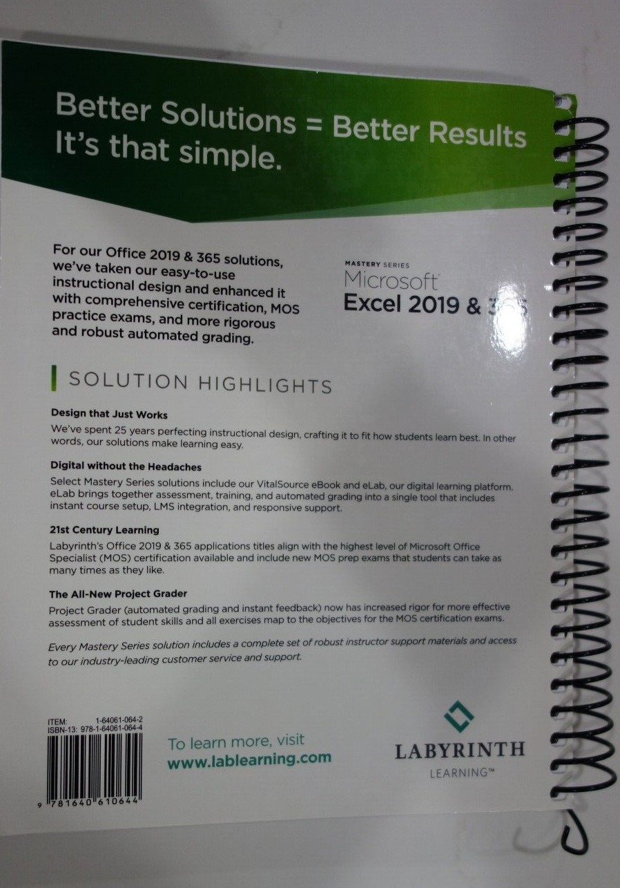 Microsoft Excel 2019 & 365 LABYRINTH Comprehensive Mastery Series New
