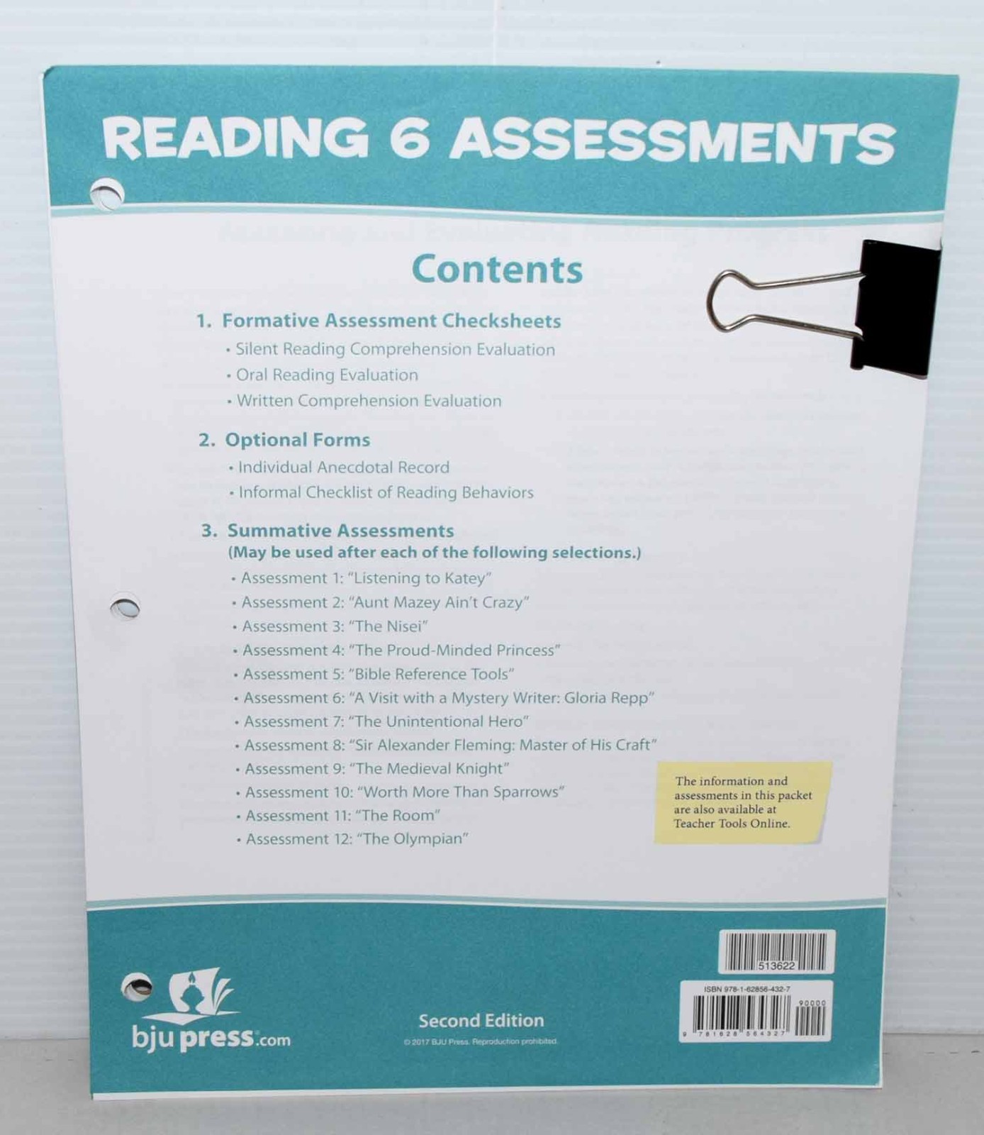BJU reading 6 Assessments