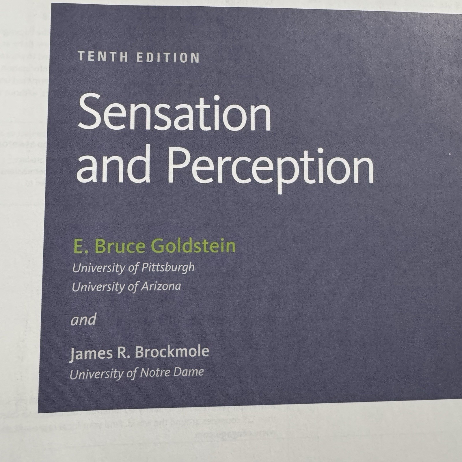 Sensation and Perception by James Brockmole and E. Goldstein (2016, Hardcover)