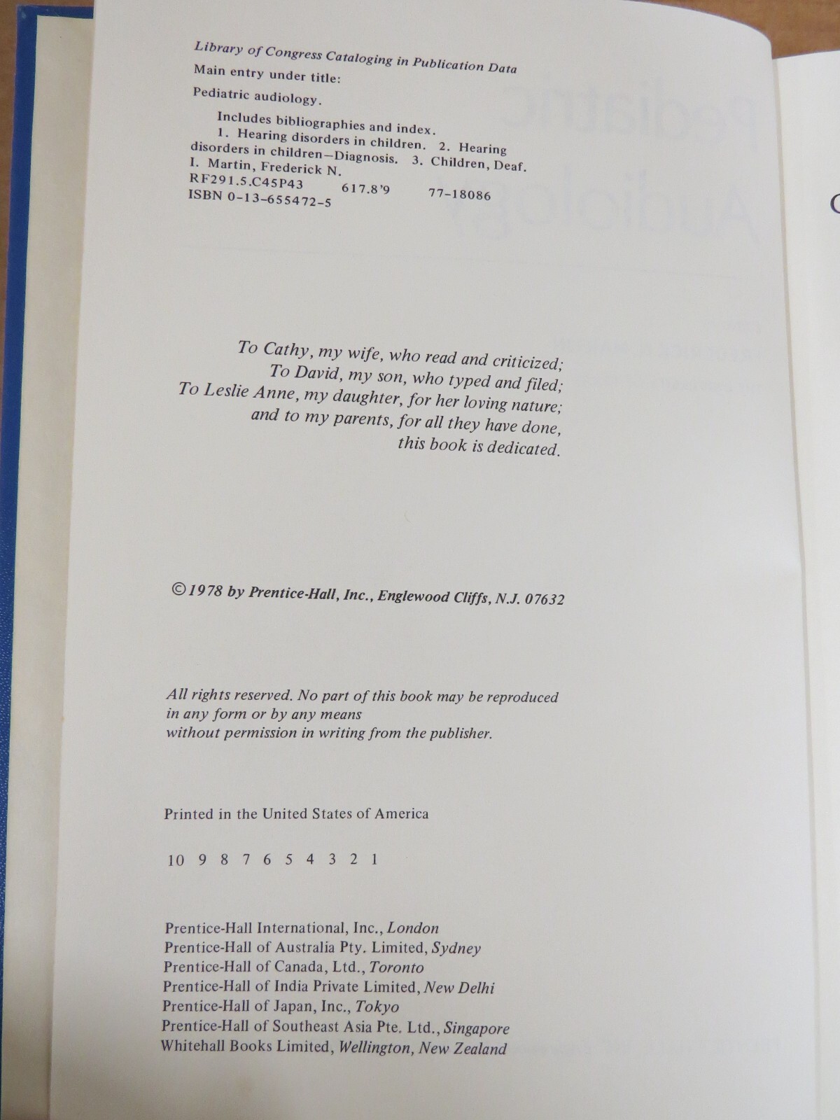 Pediatric Audiology Frederick N. Martin 1978 HC Hearing Disorders Textbook