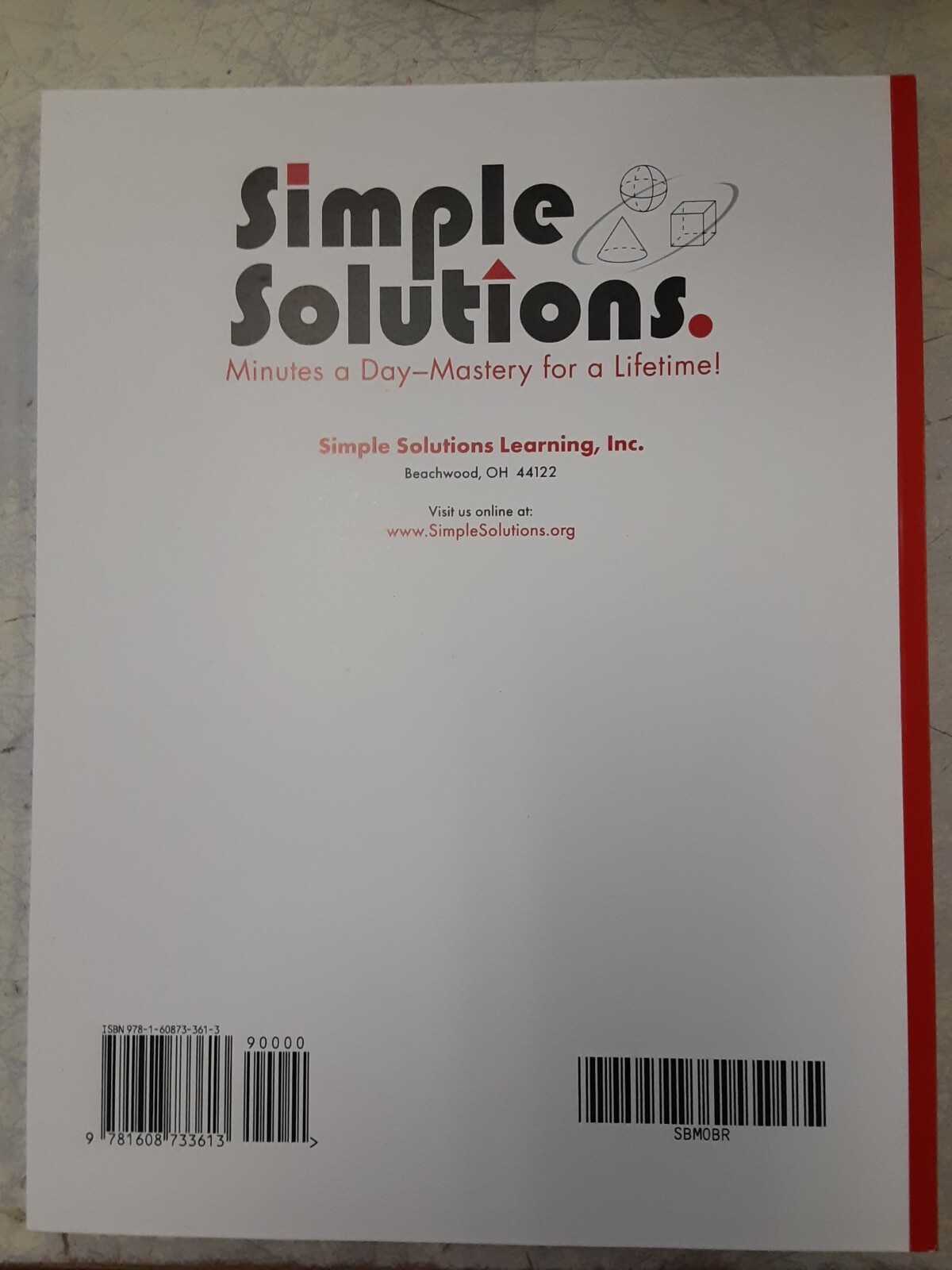 Simple Solutions Mathematics Grade K Workbook Unused