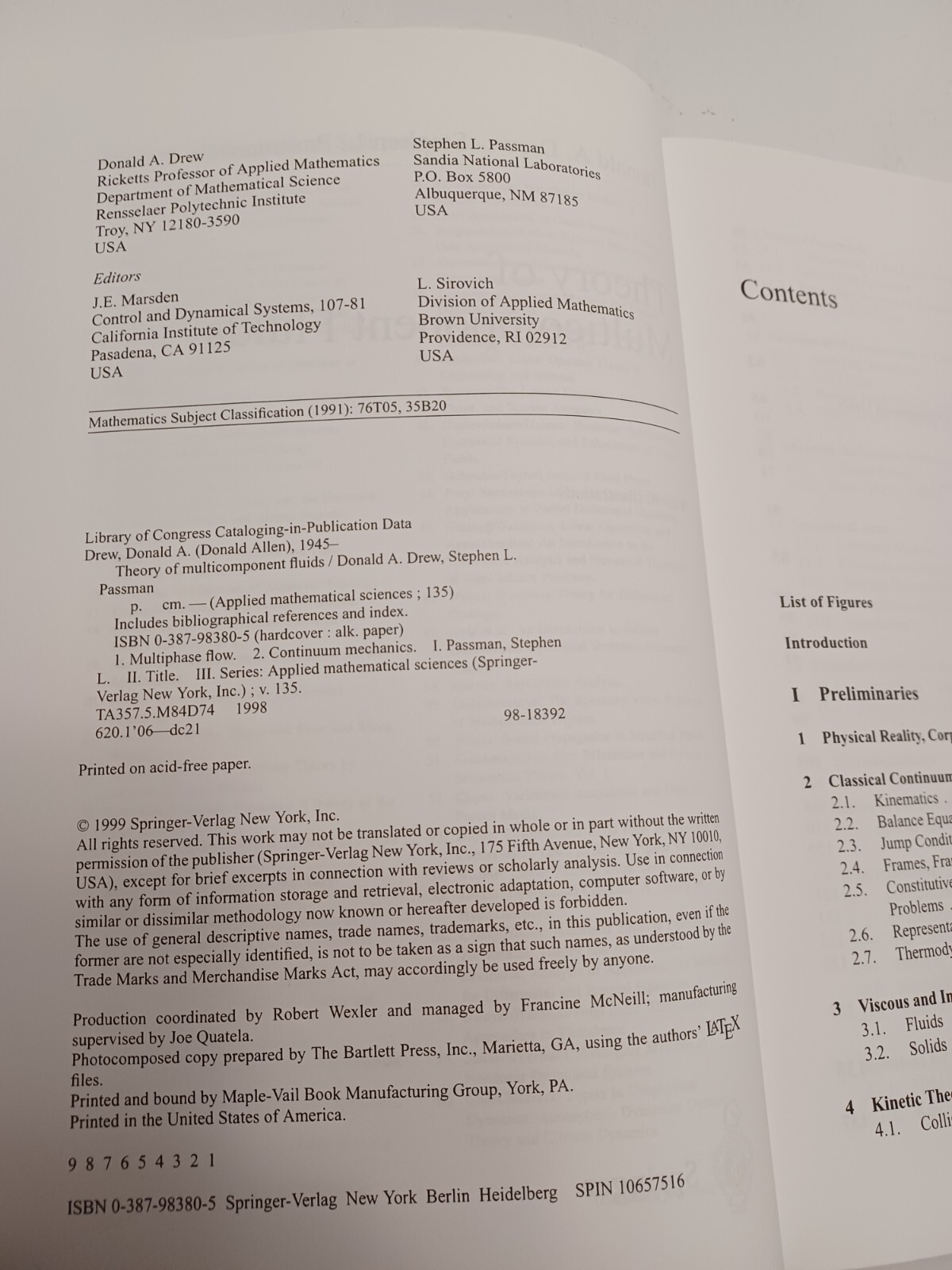 Theory of Multicomponent Fluids – Drew & Passman – Applied Mathematical Sciences