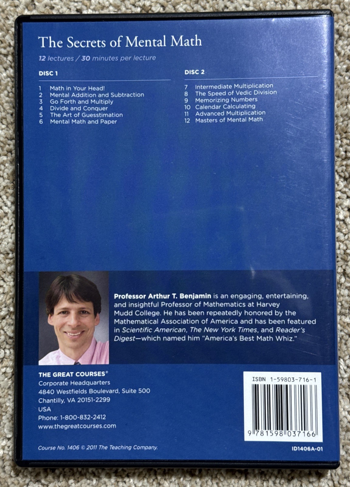 The Great Courses The Secrets of Mental Math DVD & Guidebook Arthur T. Benjamin