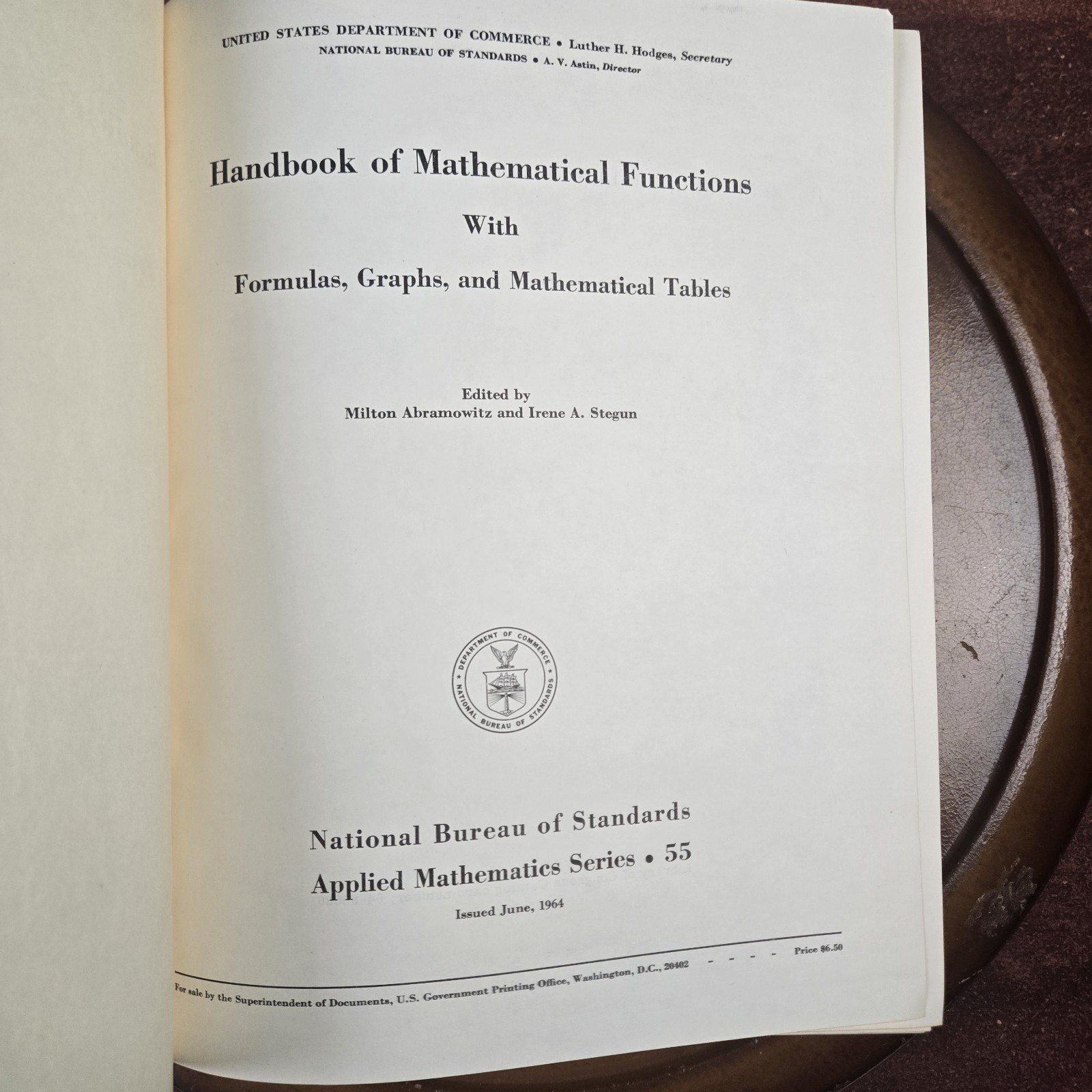 Handbook of Mathematical Functions W/Formulas, Graphs & Mathematical Tables 1964