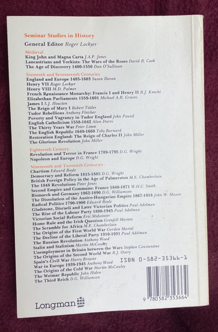 The Glorious Revolution (Seminar Studies In History) by John Miller
