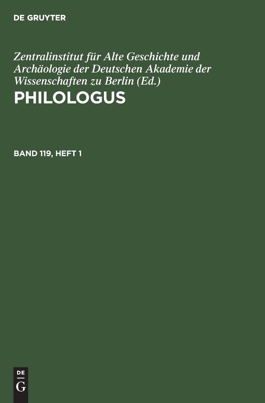 Philologus. Band 119, Heft 1 (Hardback)