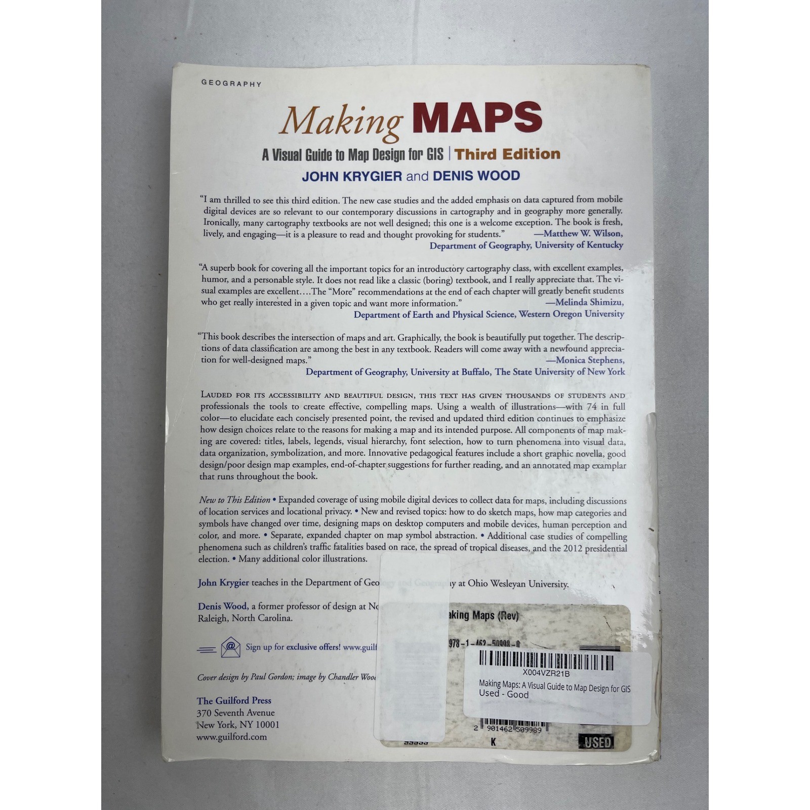 Guilford Press Making Maps 3rd Edition John Krygier Denis Wood GIS Design Book