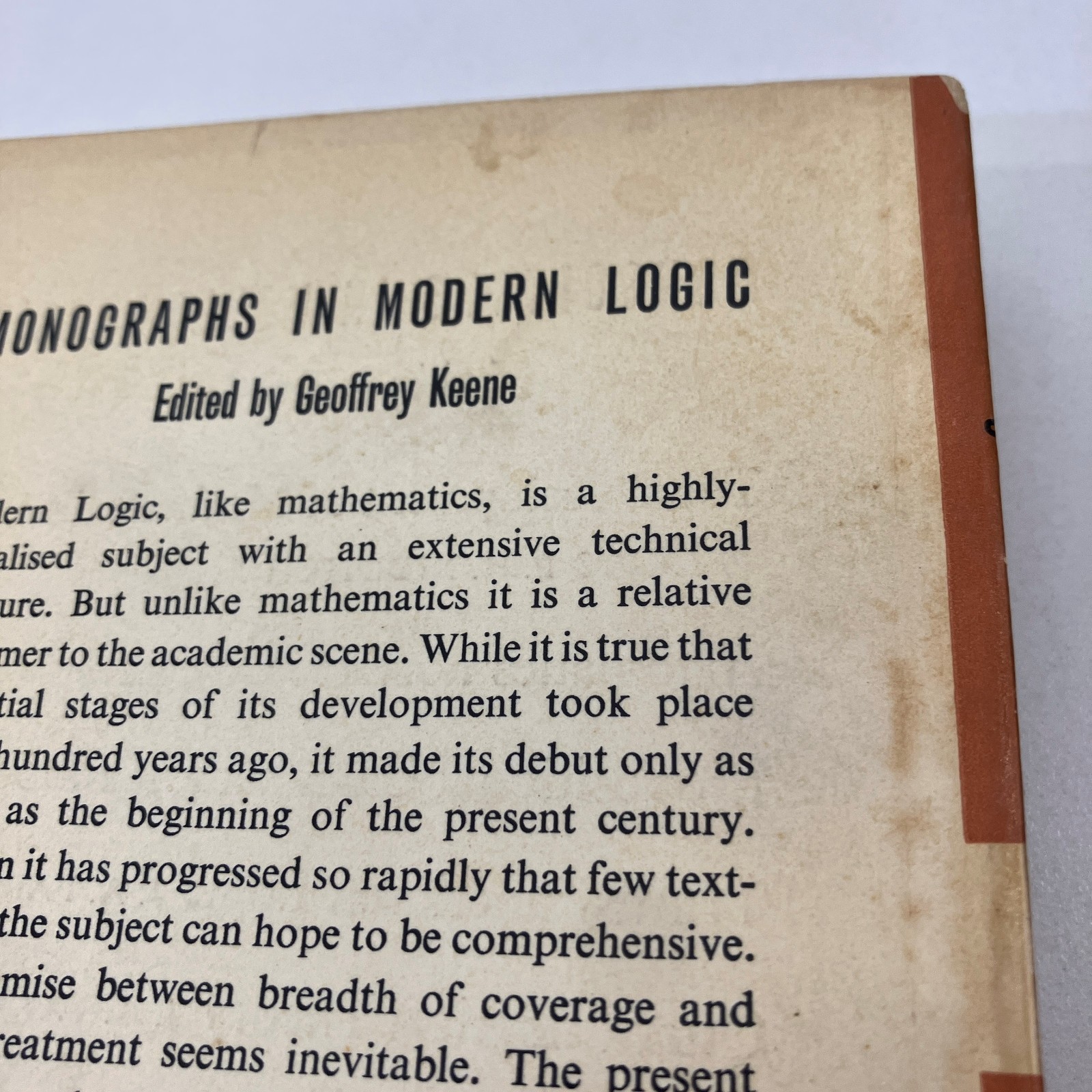 Monographs in Modern Logic by Geoffrey Keene Mixed Publishers MMPB 10 Book Lot