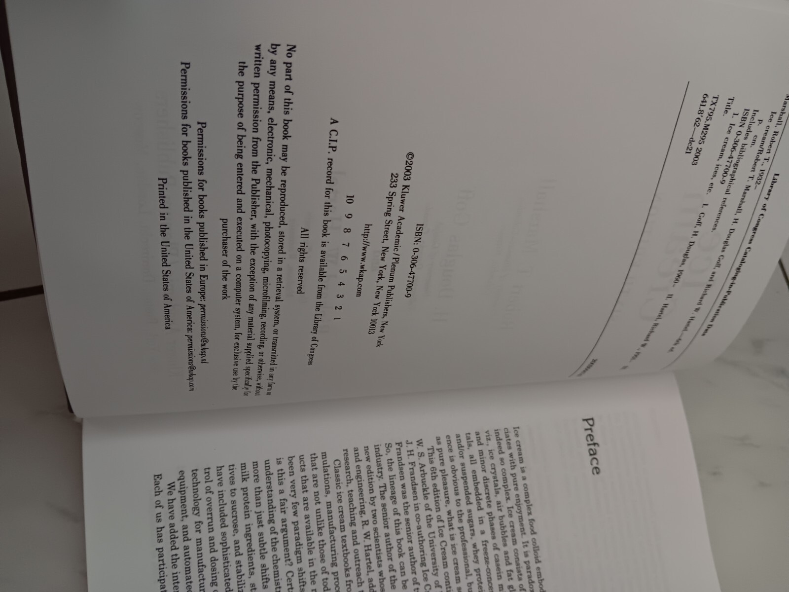 Ice Cream by H. Douglas Goff, Robert T. Marshall and Richard W. Hartel (2003,…