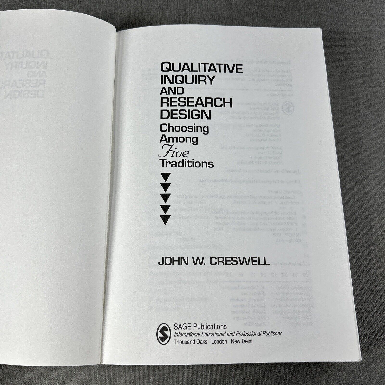 QUALITATIVE INQUIRY AND RESEARCH DESIGN By John W Creswell 1998 Book