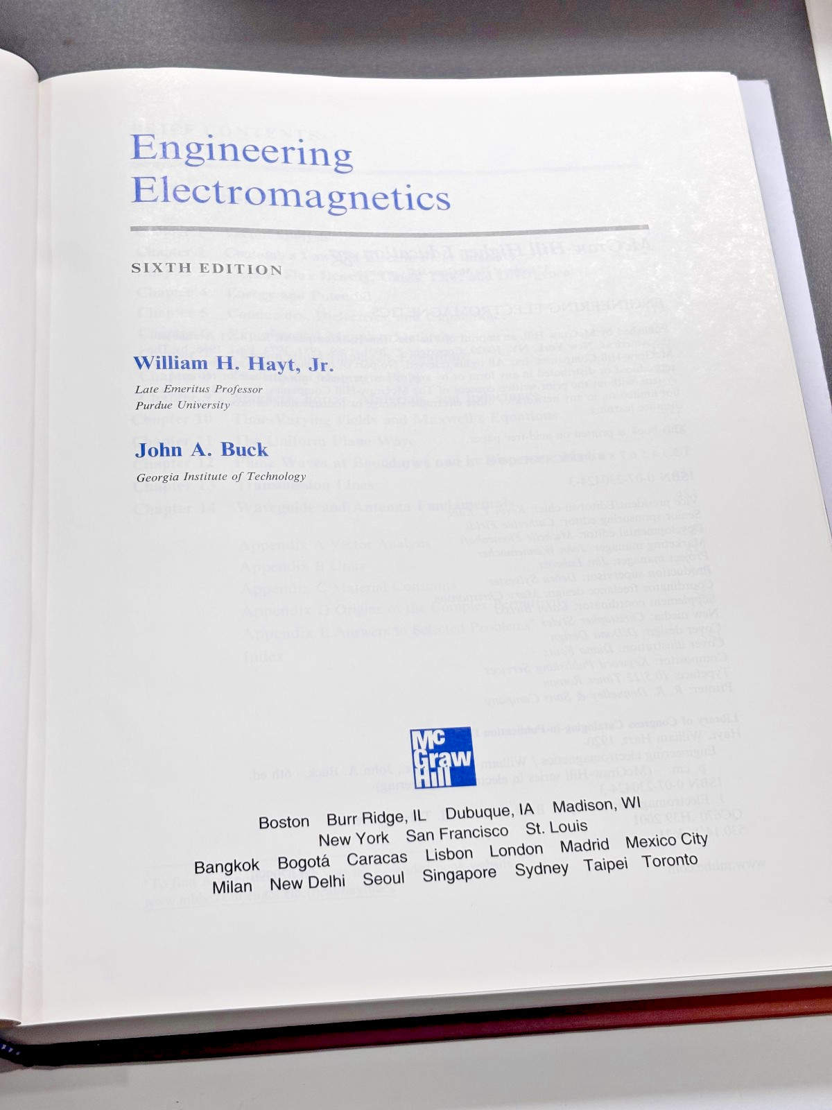 Engineering Electromagnetics – 6th Ed – William H. Hayt – McGraw Hill, Hardcover