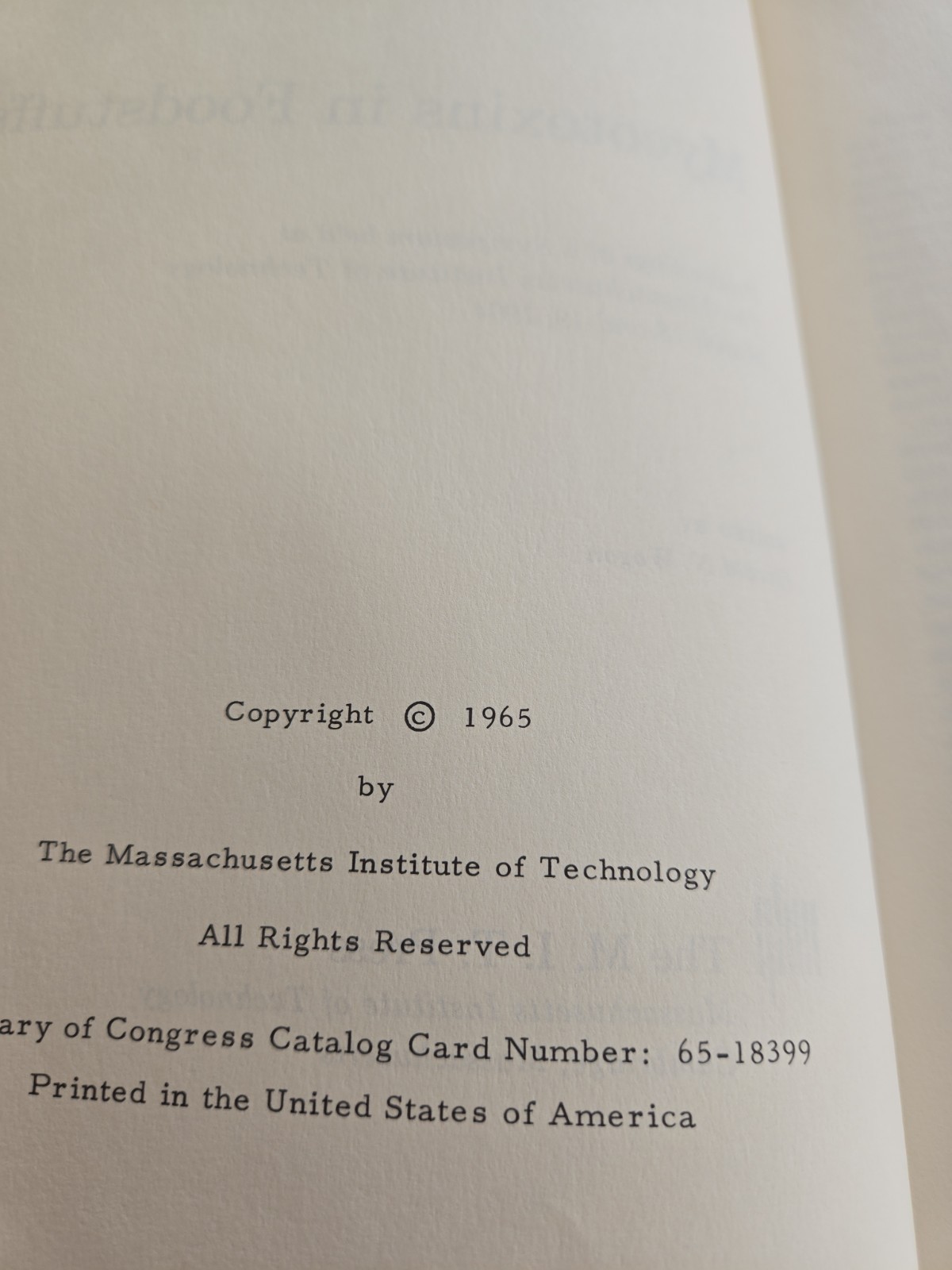 1965 Mycotoxins in Foodstuffs Edited By Gerald N. Wogan HC DJ