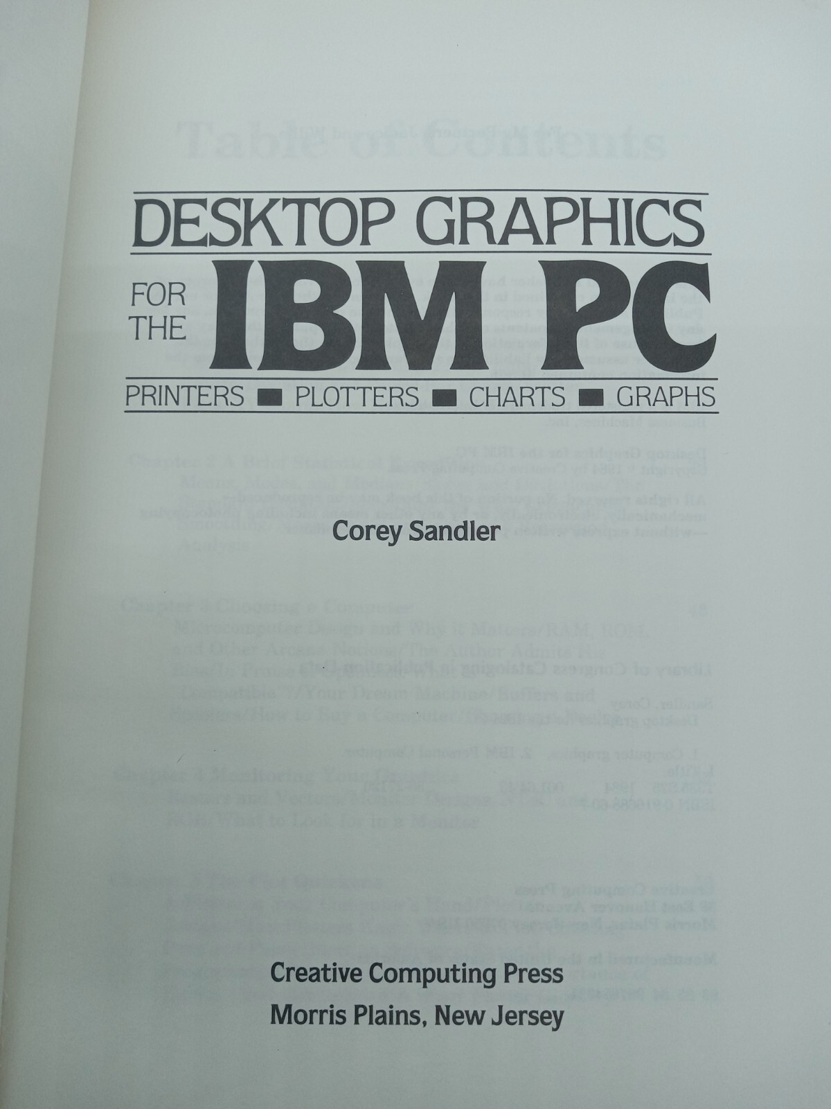 1984 book Desktop Graphics for IBM PC Printers Plotters Charts Graphs by Sandler