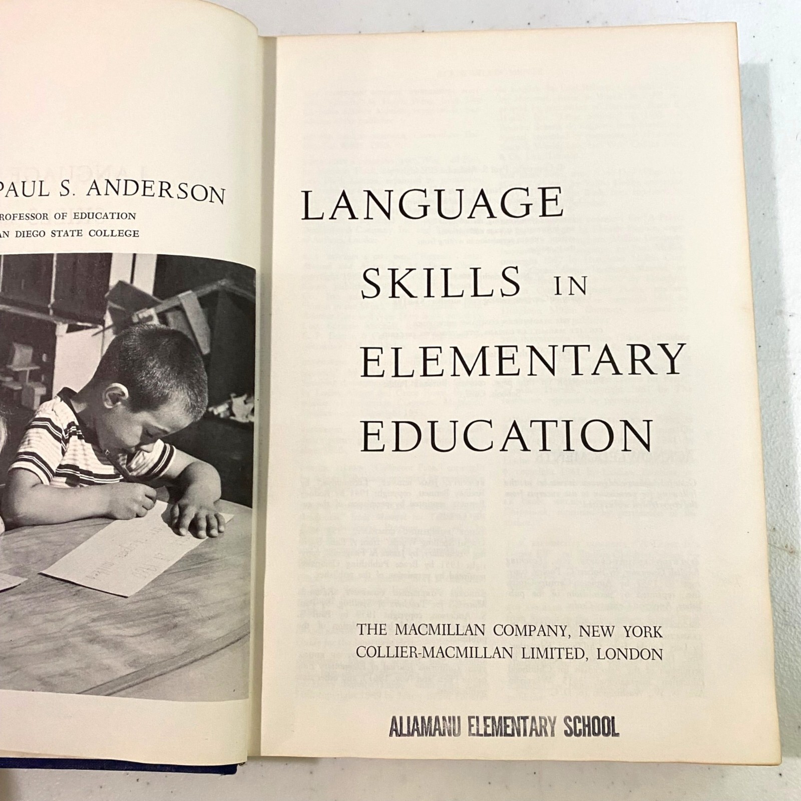 Language Skills in Elementary Education Hardcover Paul S Anderson Vintage 60s
