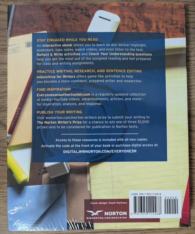 NEW Everyone’s an Author with Readings 5th Edition 5E Textbook Beverly Moss Book