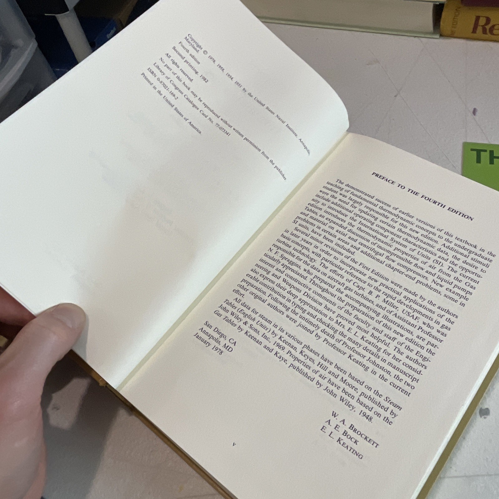 1978 Fourth Edition Elements Of Applied Thermodynamics Textbook Johnston Bock