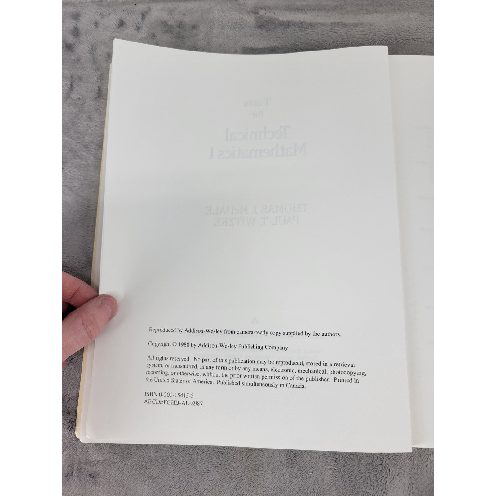 Tests for Technical Mathematics I McHale Witzke Addison-Wesley 1988 ISBN