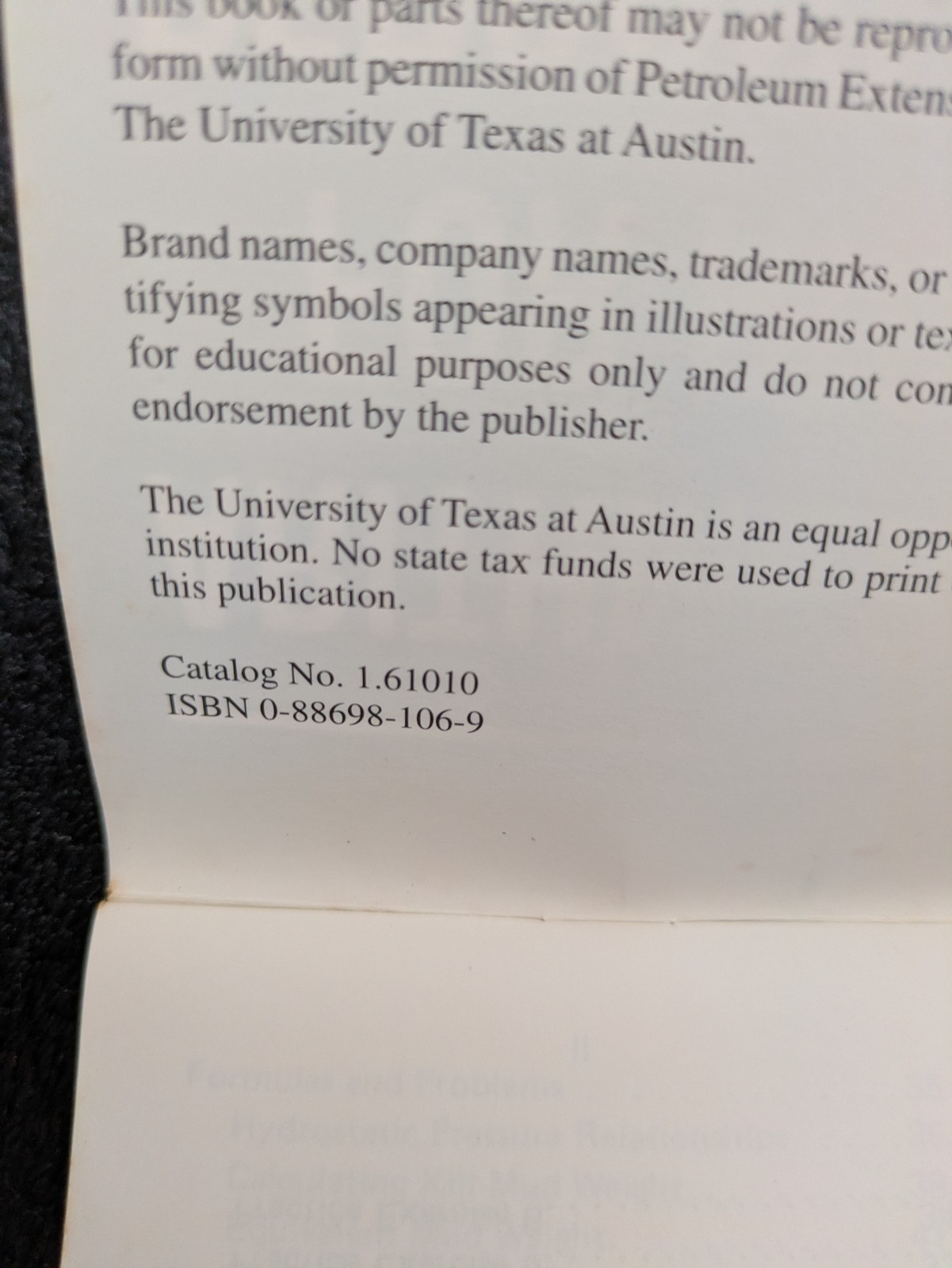 Arithmetic for Rig Personnel 1st Ed. 1979 Oil Petroleum Extension Service Austin