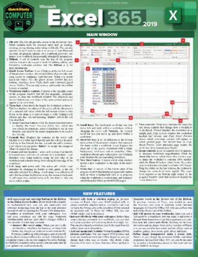 Microsoft Excel 365 2019: A Quickstudy Laminated Sotware Reference Guide – GOOD