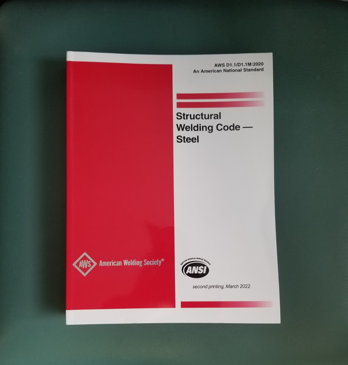 AWS D1.1/D1.1M:2020 2nd Printing – Structural Welding Code – Steel – Like New.