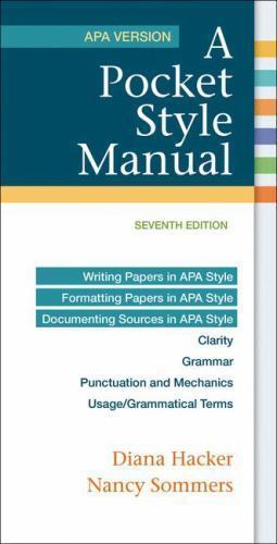 A Pocket Style Manual, APA Version, Hacker, Diana,Sommers, Nancy, New Book