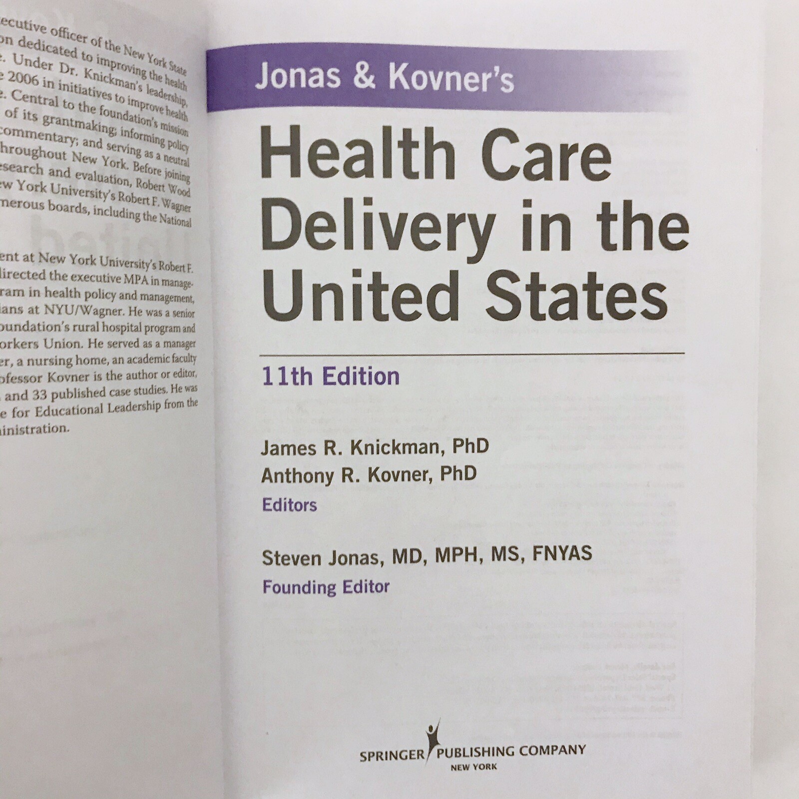 Health Care Delivery in the United States 11th Edition Jonas and Kovner’s