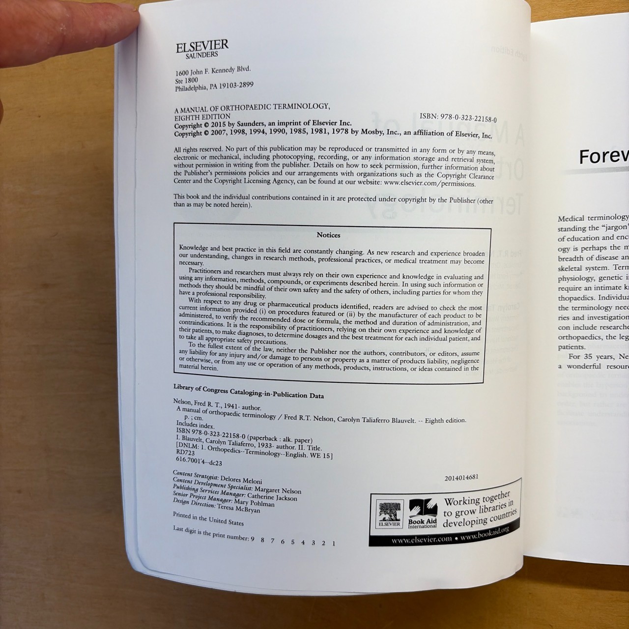 A MANUAL OF ORTHOPAEDIC TERMINOLOGY, 8E By Nelson Md Fred R. T. Faaos & Carolyn