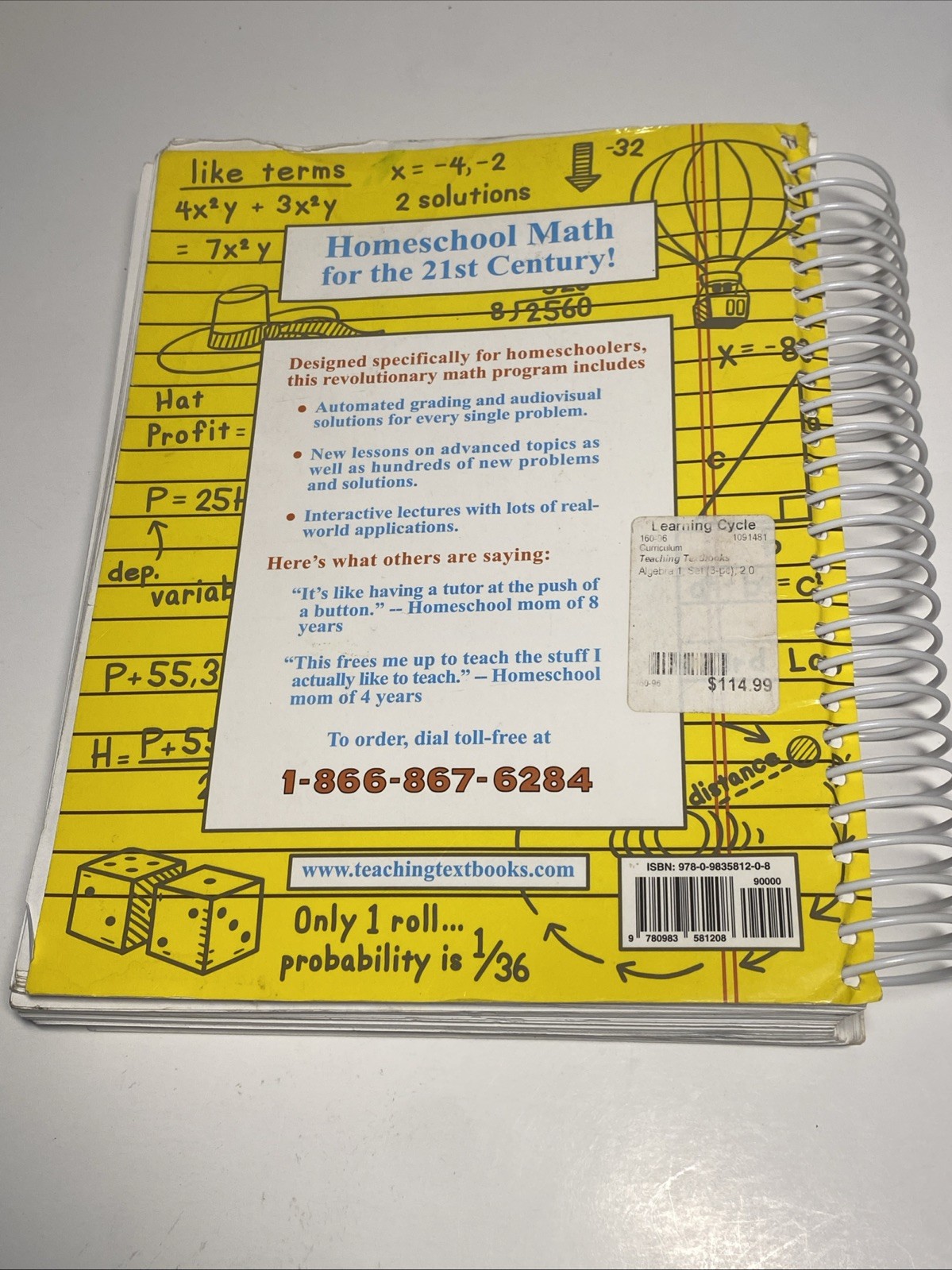 Algebra 1 A Teaching Textbook 2.0 Large Spiral Greg Sabouri Clean No Marks