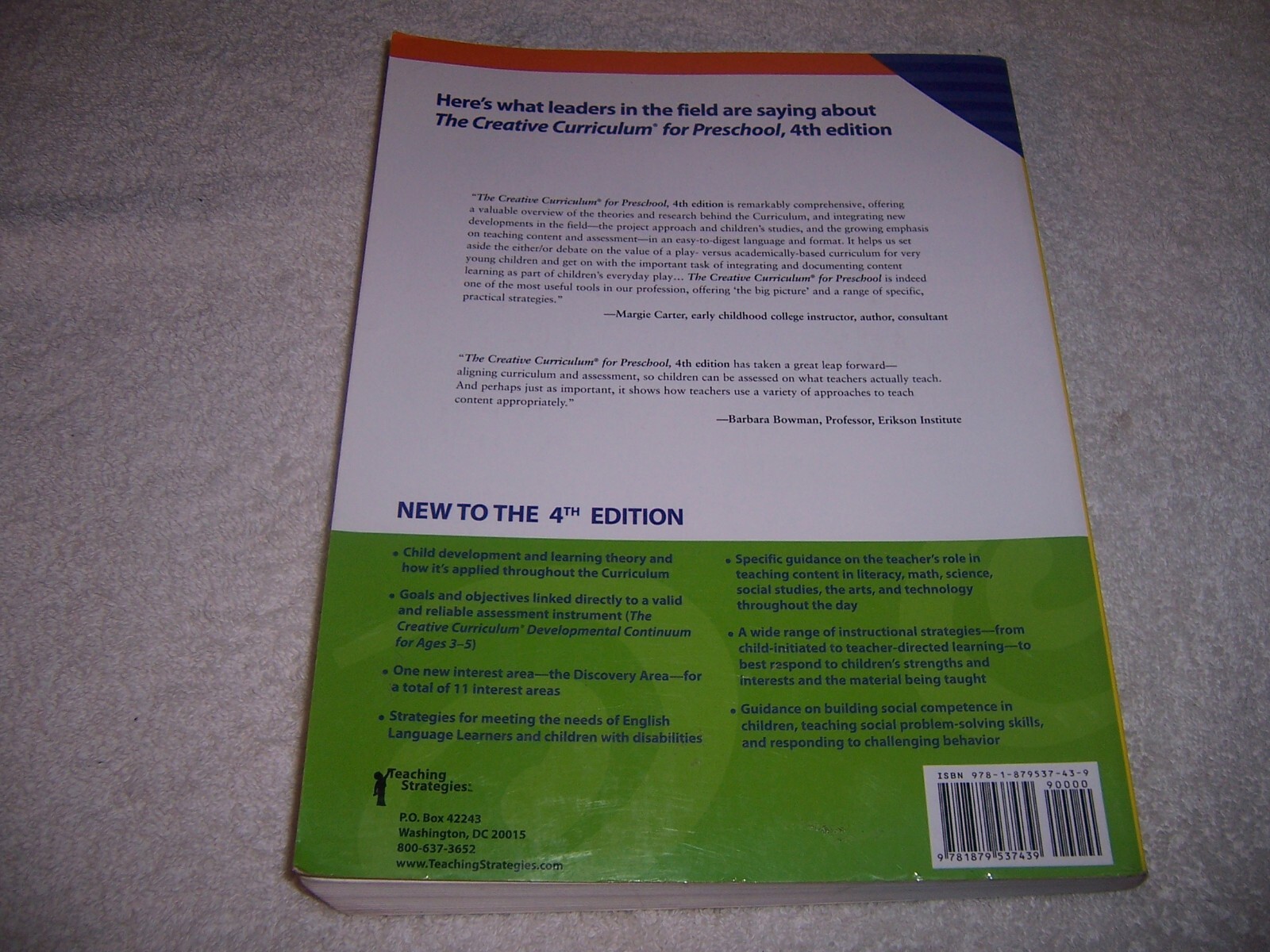 Creative Curriculum for Preschool by Cate Heroman, Laura J. Colker and Diane pb