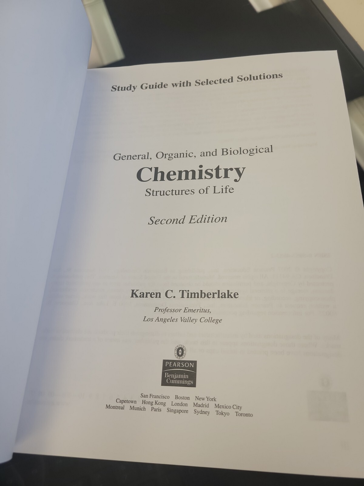 STUDY GUIDE W/SELECTED SOLUTIONS FOR GENERAL ORGANIC AND By Karen Timberlake VG+