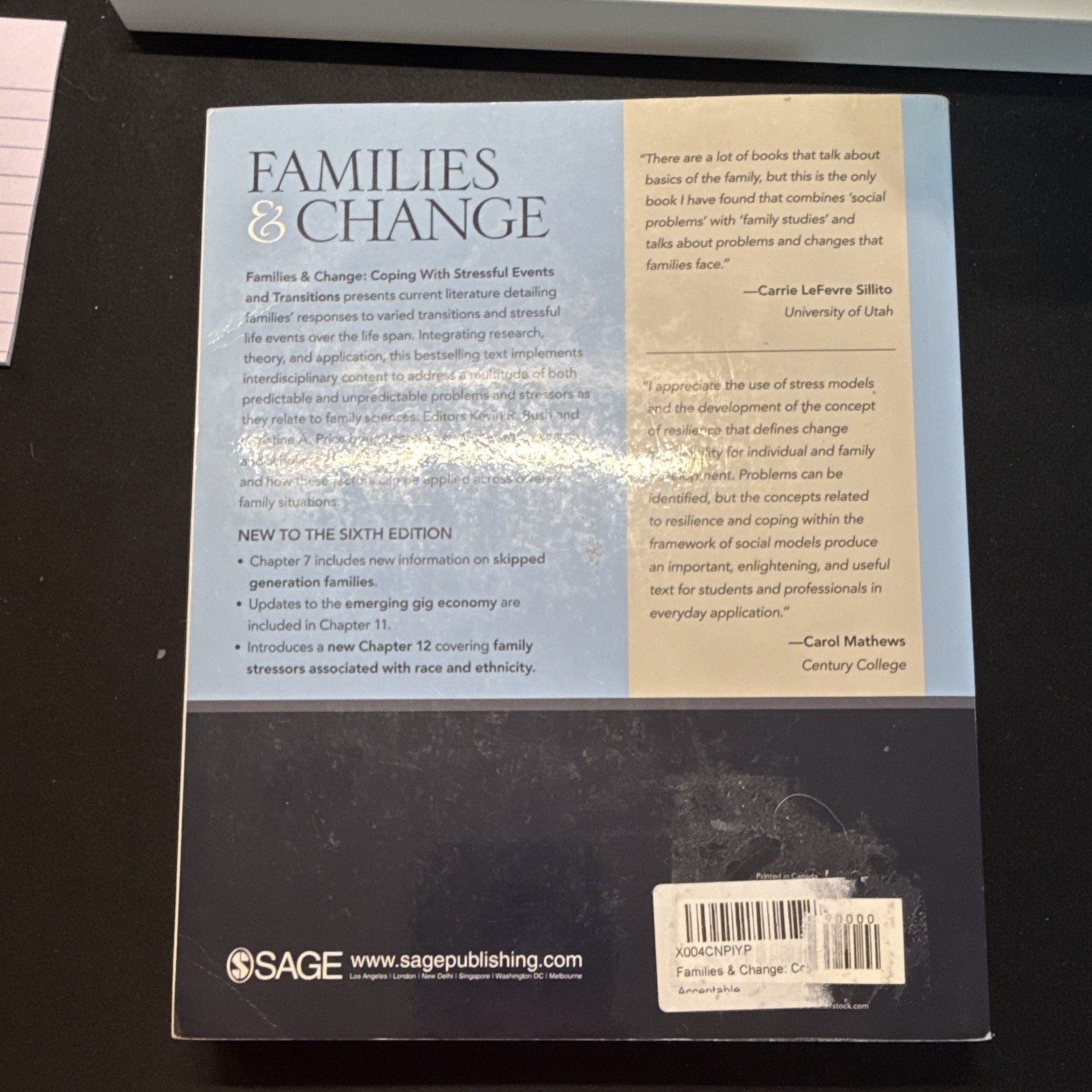 SAGE Families & Change 6th Edition Textbook by Kevin R. Bush, Christine A. Price