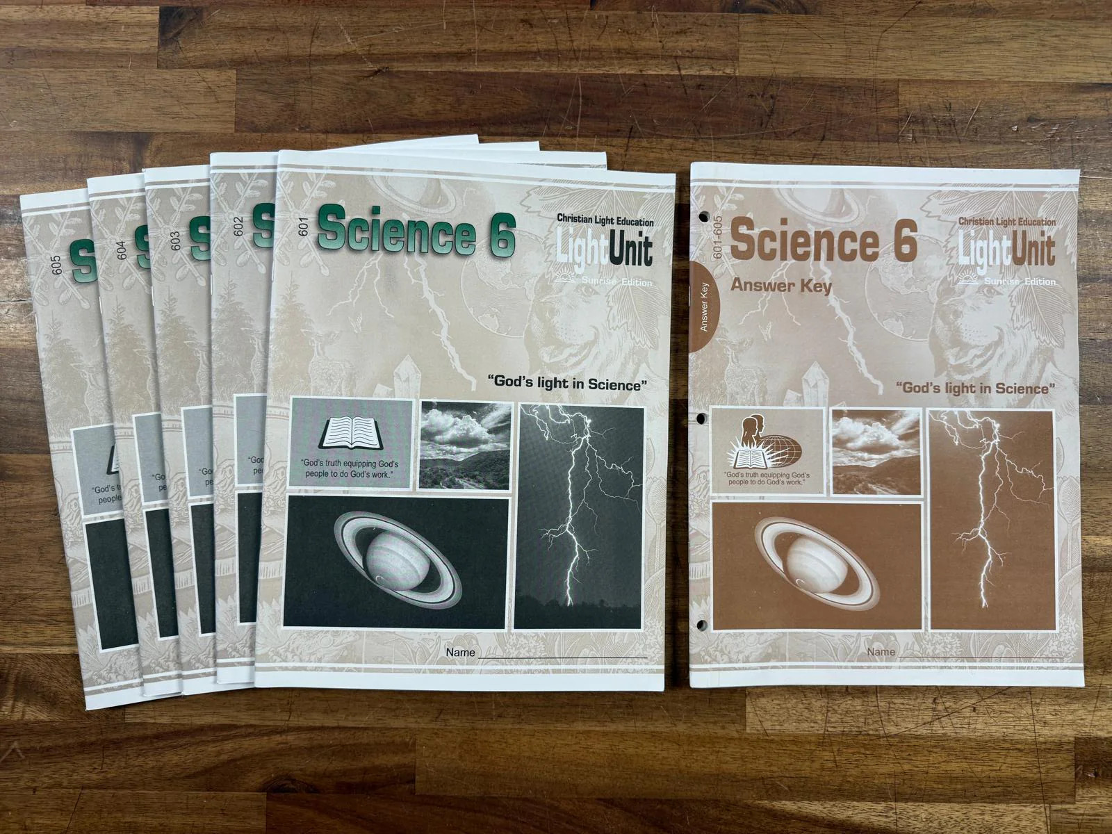 CLE Science 6 Light Units 601-605 Answer Key (VG)
