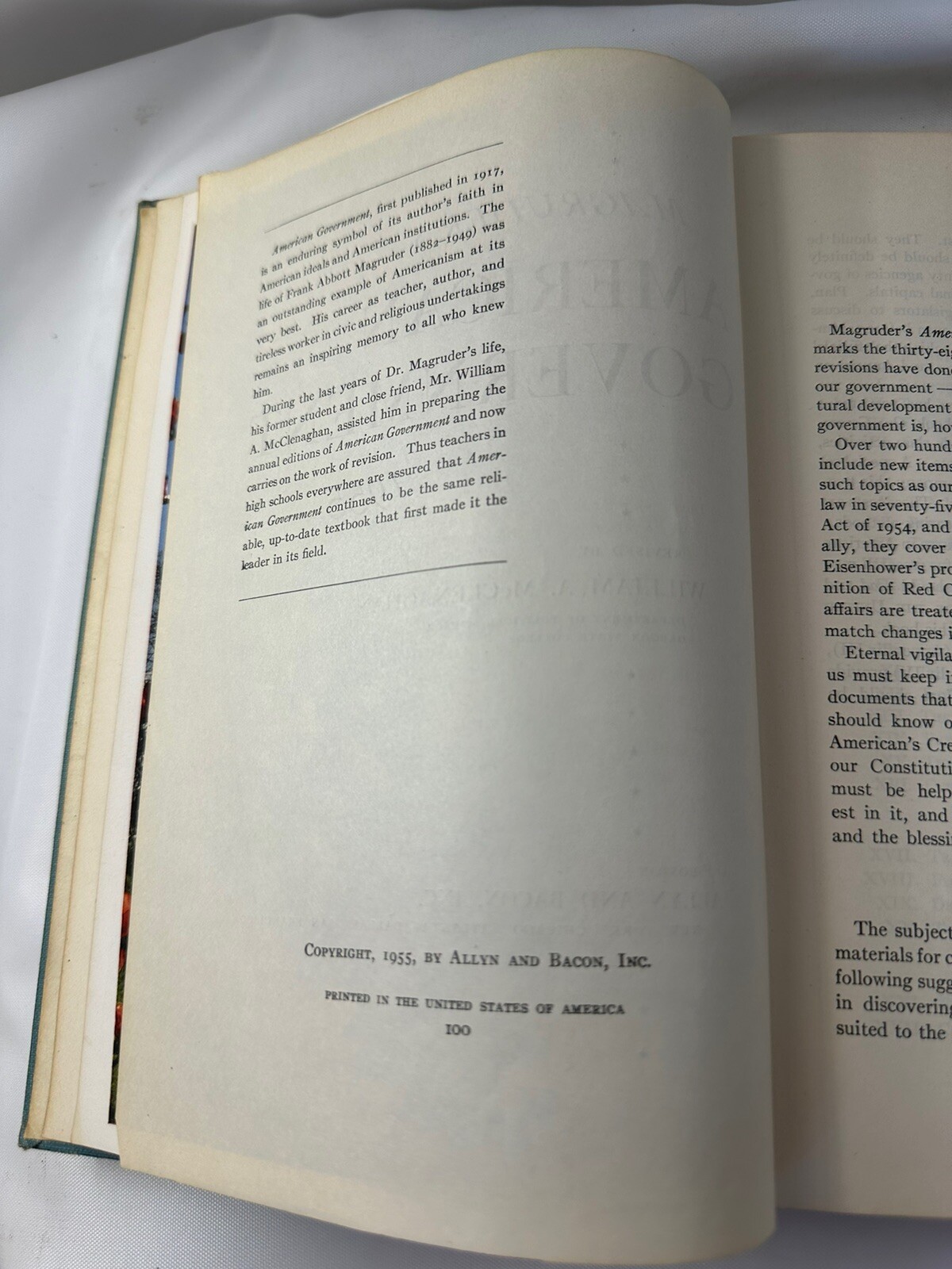 Magruder’s American Government Book 1955 by McClenaghan Hardback Vintage